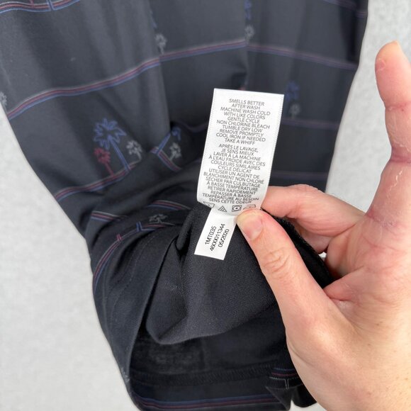 Travis Mathew Mens Honopu Golf Polo Shirt Size XL Black Palm Tree Stripe EUC - Picture 6 of 10